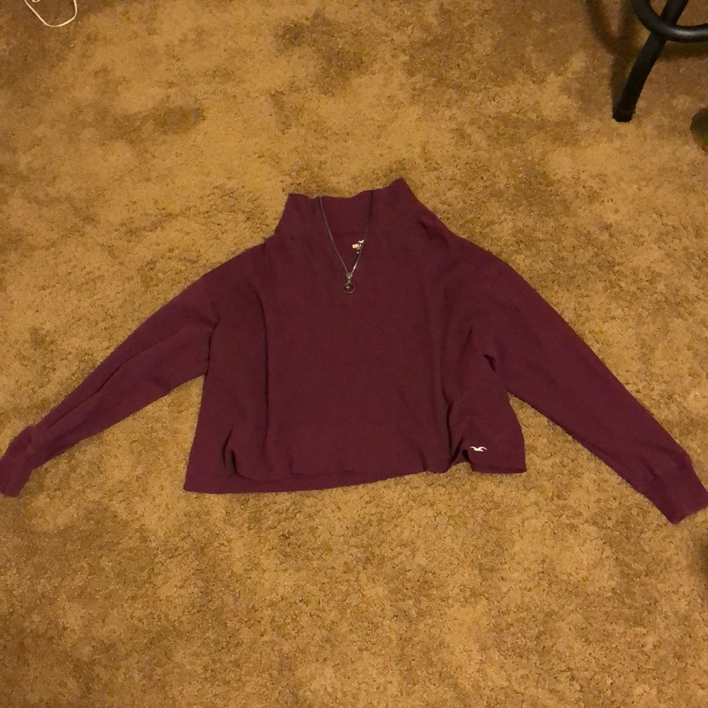 Crop maroon quarter zip